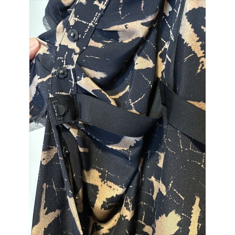 $2150 Oscar de la Renta Taupe and Black Silk Ruffle Dress Sz 6 brown black - Picture 15 of 16